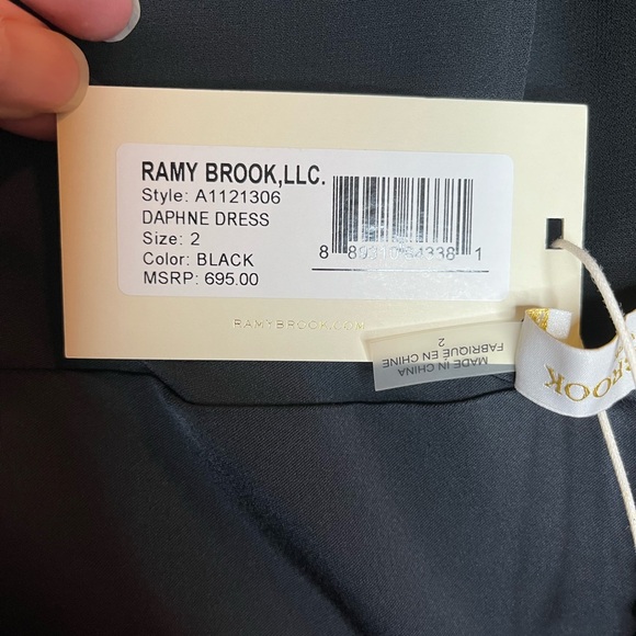 Ramy Brook Daphne Wrap Halter Cocktail Dress on Back Black Size 2 NWT - Picture 10 of 11